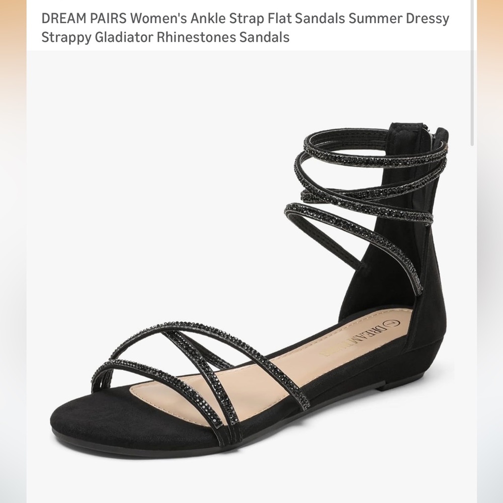 Dream Pairs Black Strappy Rhinestone Sandals